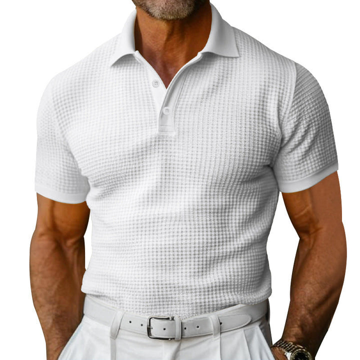 Herren nan strukturiertes Piqué-Poloshirt aus Baumwollmischung mit verstärktem Polokragen