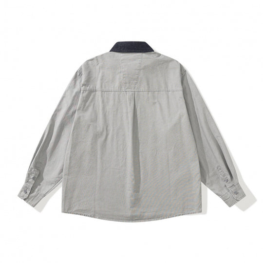 Herren Oversize Hemdjacke mit Cordkragen, Brusttasche und Nieten-Detail Nord Taschen