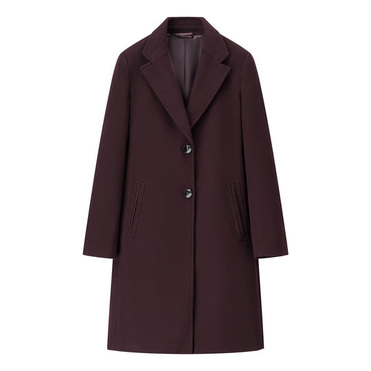 Damen Eleganter Wollmix-Mantel in gerader Silhouette mit Reverskragen und paspelierten Eingrifftaschen Nord Taschen