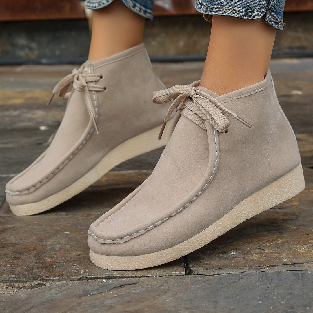 Damen  knöchelhohe Schnürboots mit Mokassinnaht, weicher Innensohle und crepe Sohle Nord Taschen