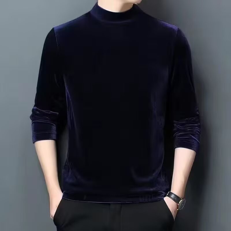 Herren Feiner Samt-Halbrollkragenpullover Slim-Fit Nord Taschen