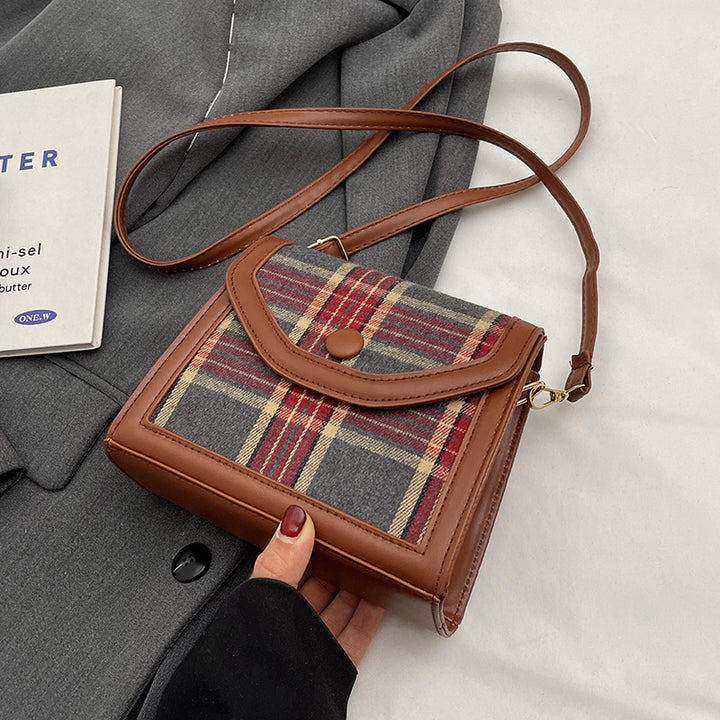 Damen modische Handtasche im Karomuster mit abnehmbarem Anhänger Nord Taschen