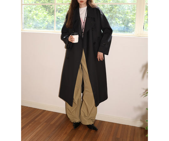 Damen Modischer Trenchcoat mit Taillengürtel und großen Taschen Nord Taschen