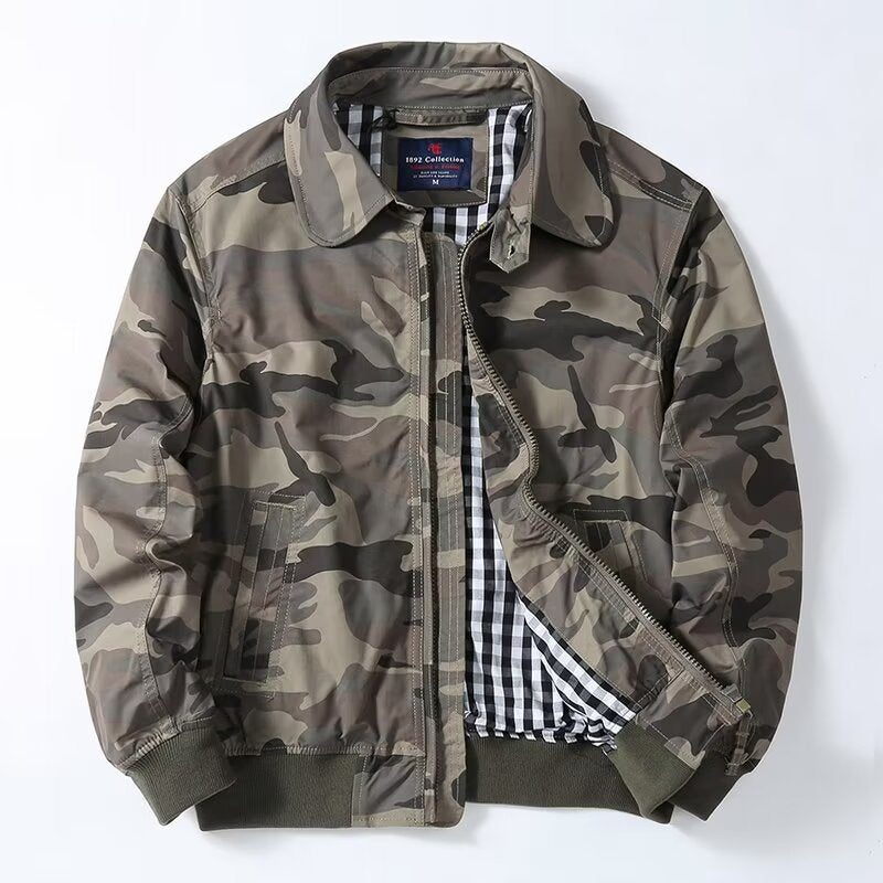 Herren Schlanke Harrington-Jacke im Bomberstil mit Hemdkragen und geripptem Saum Nord Taschen