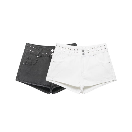 Damen stilvolle Shorts mit metallischen Details und hohem Bund Nord Taschen
