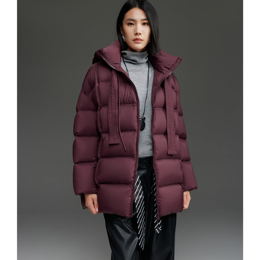 Damen Boxy-Steppjacke mit übergroßem Thermokragen und dekorativen Kordel-Details Nord Taschen
