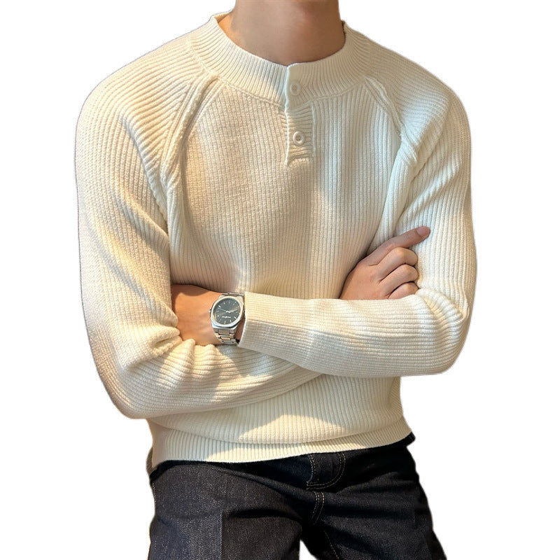 Herren Feinstrick-Henley-Pullover mit Raglanärmeln und feiner Rippstruktur Nord Taschen