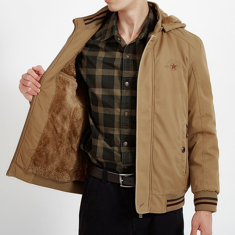 Herren Leichtgewichtige Utility-Bomberjacke mit Teddyfutter und Kapuze Nord Taschen