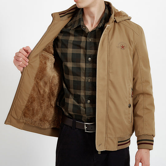 Herren Leichtgewichtige Utility-Bomberjacke mit Teddyfutter und Kapuze Nord Taschen