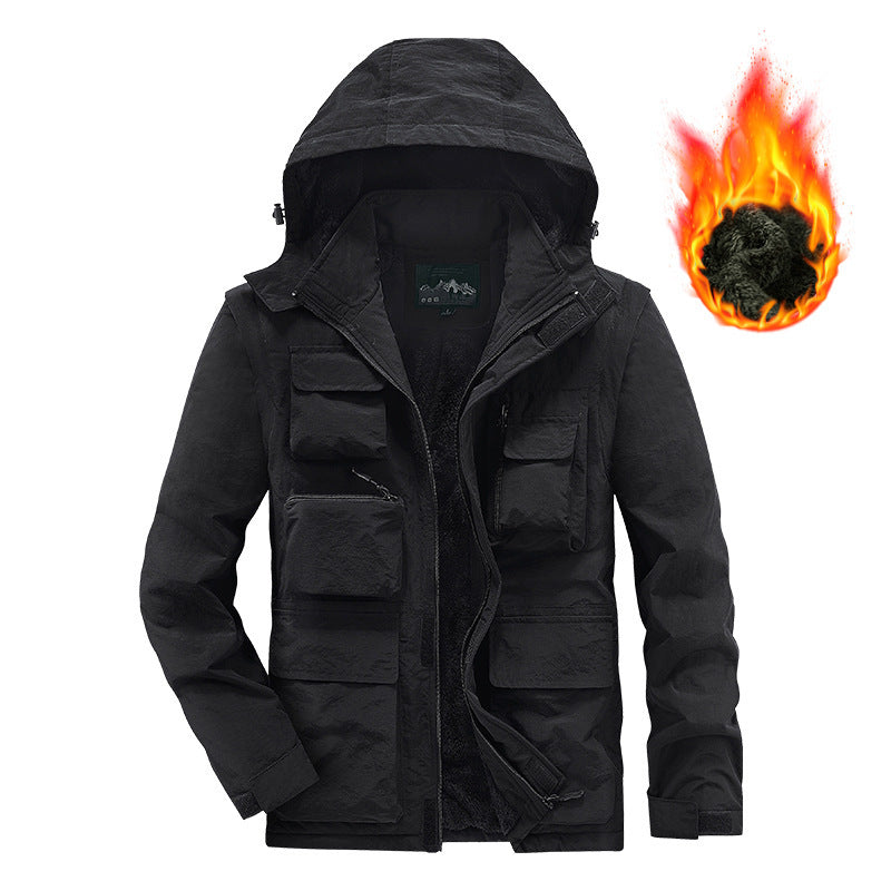 Herren Multifunktionaler Fleece-gefütterter Fieldparka mit Kapuze und Mehrfach-Taschen Nord Taschen