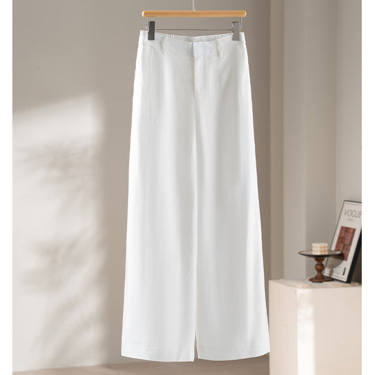 Damen Palazzo-Hose aus leichtem Leinenmix mit hohem Bund und Bügelfalte Nord Taschen
