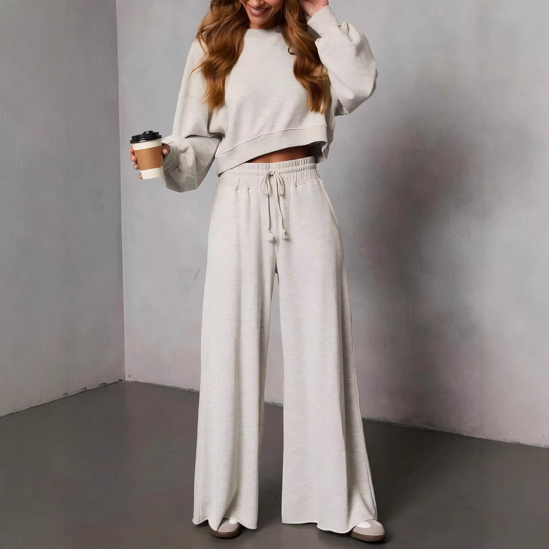Damen weite High-Waist Loungehose mit Kordelzug und Seitentaschen Nord Taschen
