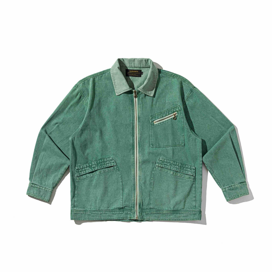Herren Denim-Workwear-Blousonjacke mit durchgehendem Reißverschluss und Zip‑Brusttasche Nord Taschen