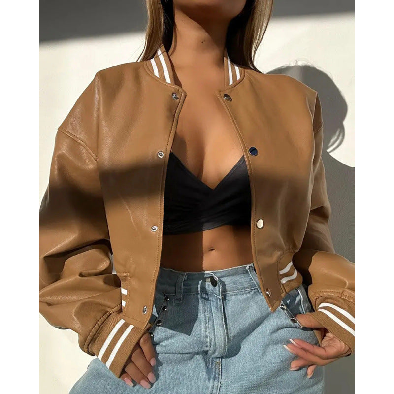 Damen Sportliche cropped Bomberjacke im Vintage-Stil