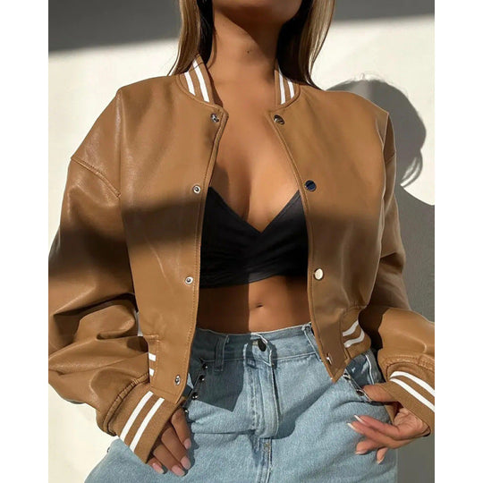 Damen Sportliche cropped Bomberjacke im Vintage-Stil