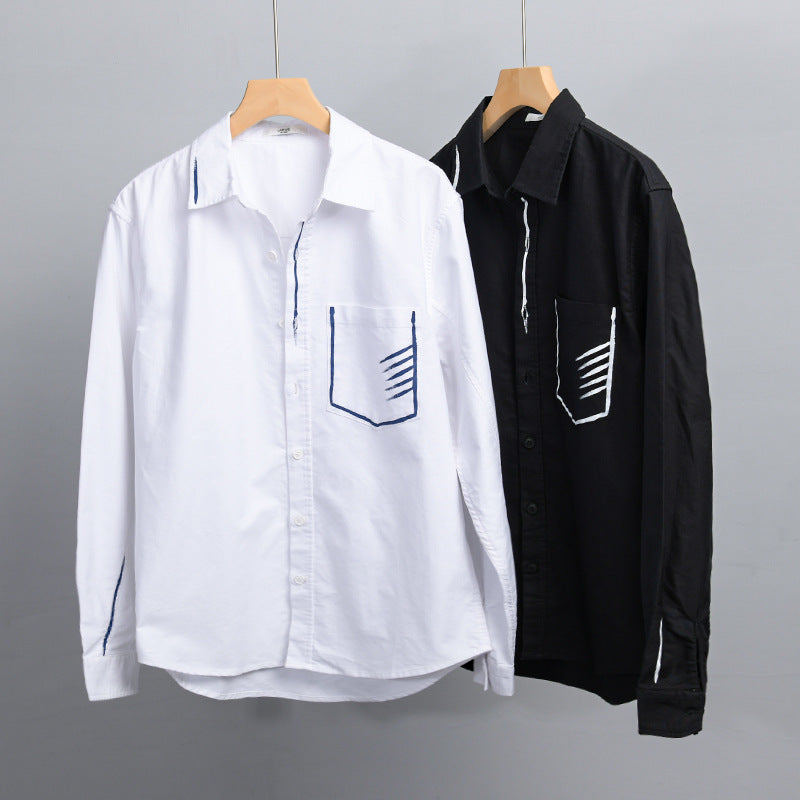 Herren Leichtes Baumwoll-Overshirt mit Kontrastnaht und aufgesetzter Brusttasche Nord Taschen