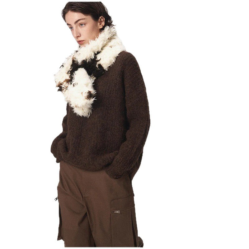 Damen Kunstpelz-Schalstola mit lockiger Shaggy‑Textur und Schlaufenverschluss Nord Taschen