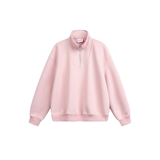 Damen Oversize Halfzip Stehkragen-Sweatshirt aus schwerer Baumwollmischung Nord Taschen