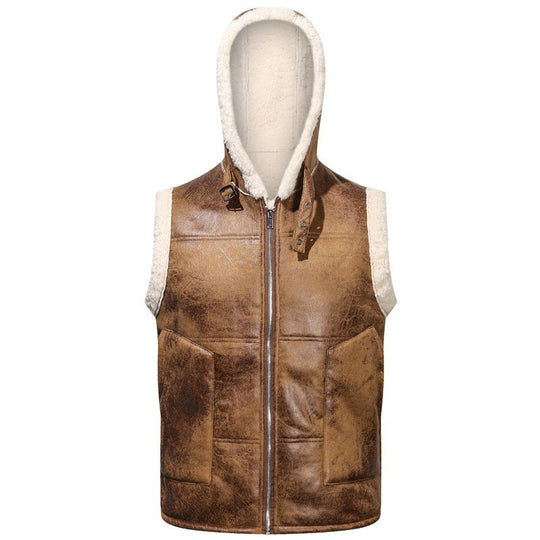 Herren Ärmellose Teddy-gefütterte Kapuzenweste im Shearling‑Look Nord Taschen