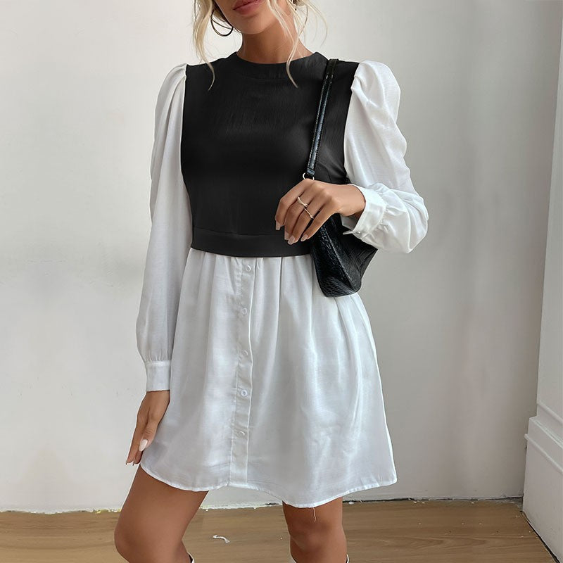 Damen Hemdblusenkleid mit Puffärmeln Nord Taschen