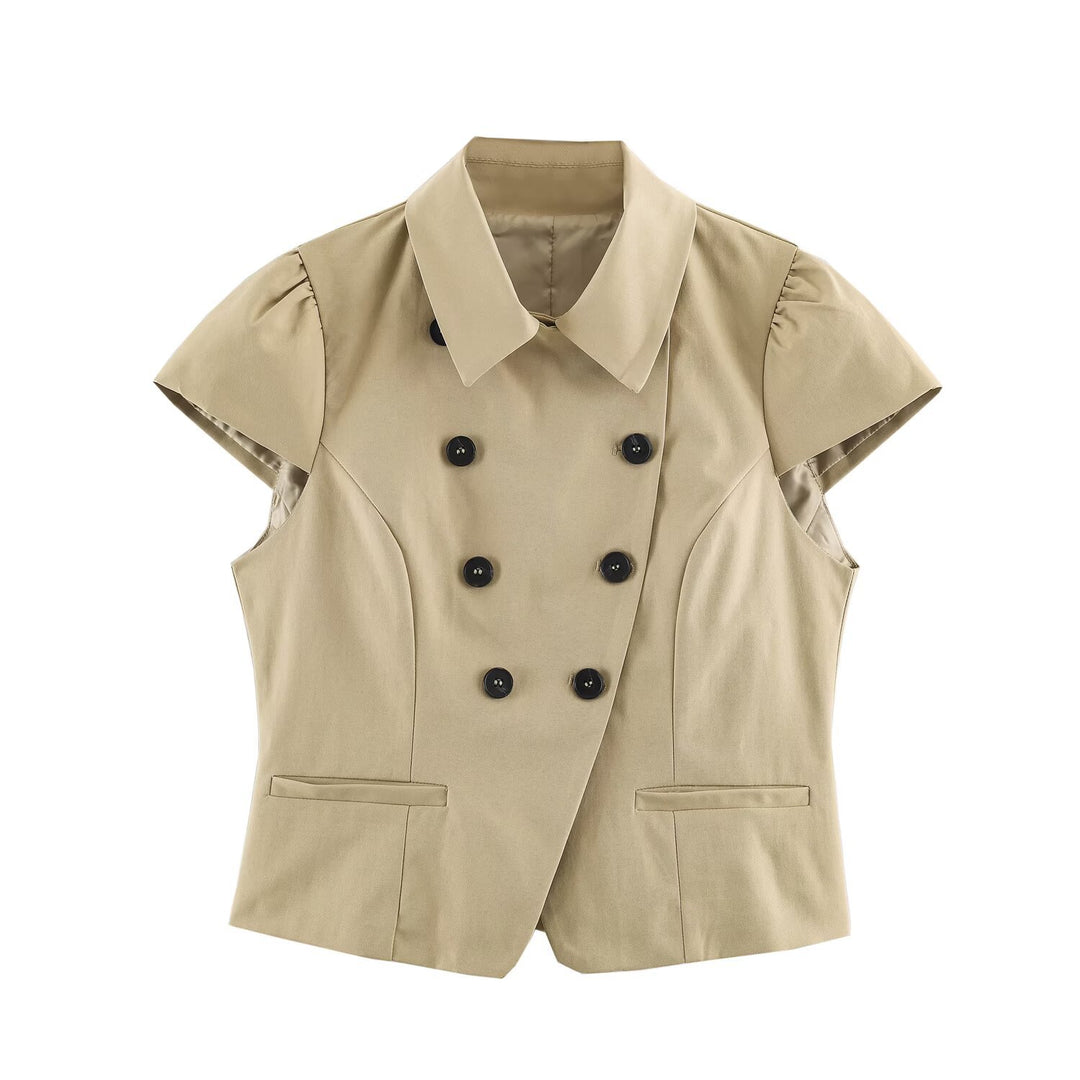 Damen Kurztaillierter Blouson mit hohem Funnelkragen und Tunnelzugtaillierung Nord Taschen