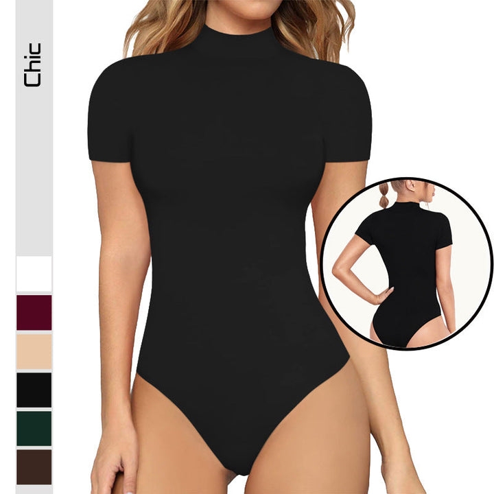 Damen Body mit kurzem Ärmel und hohem Kragen