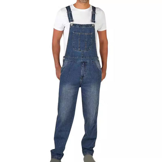 Herren Jeanslatzhose im urbanen Vintage-Stil mit praktischen Taschen