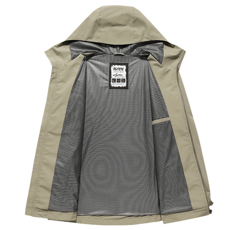 Herren Softshell Regen- und Übergangsjacke mit Kapuze, winddichter Membran und atmungsaktivem Meshfutter Nord Taschen