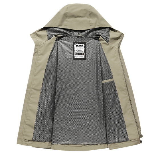 Herren Softshell Regen- und Übergangsjacke mit Kapuze, winddichter Membran und atmungsaktivem Meshfutter Nord Taschen