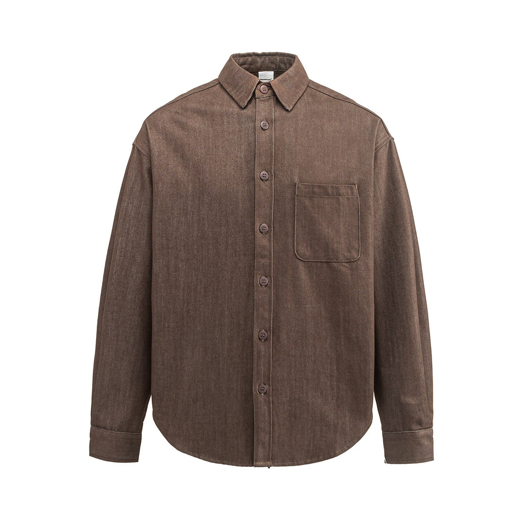 Herren Boxy Hemdjacke aus robustem Twill mit abgerundetem Saum Nord Taschen