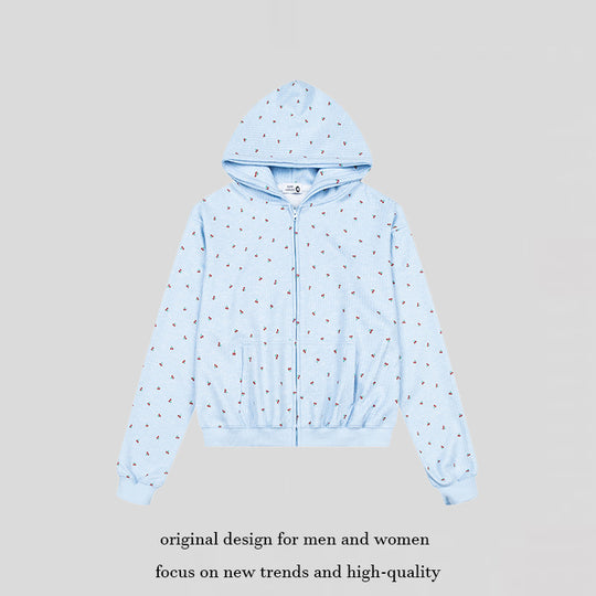 Damen Zweiteiliges Lounge-Set mit Kapuzen-Zipjacke und weiter Schlafhose Nord Taschen