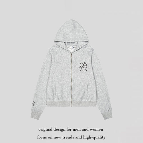 Damen Kapuzen‑Fleecejacke mit minimalistischer Stickerei, Kängurutaschen und geripptem Saum Nord Taschen