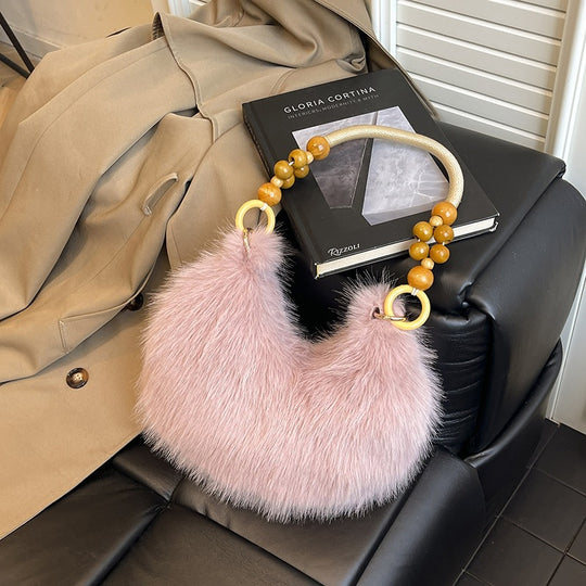 Damen modische Taschenhandtasche mit luxuriösem Pelzbesatz Nord Taschen