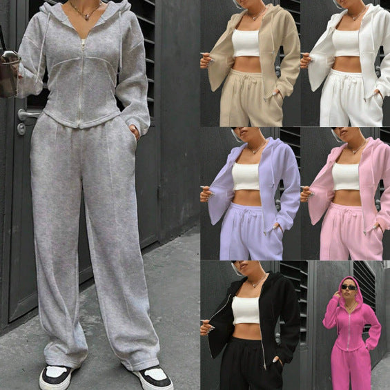 Damen Loungewear-Set mit taillierter Kapuzenjacke und weiter Fleece-Joggingshose Nord Taschen