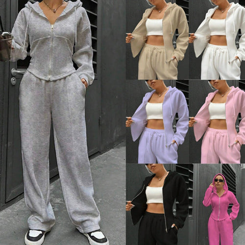 Damen Loungewear-Set mit taillierter Kapuzenjacke und weiter Fleece-Joggingshose Nord Taschen