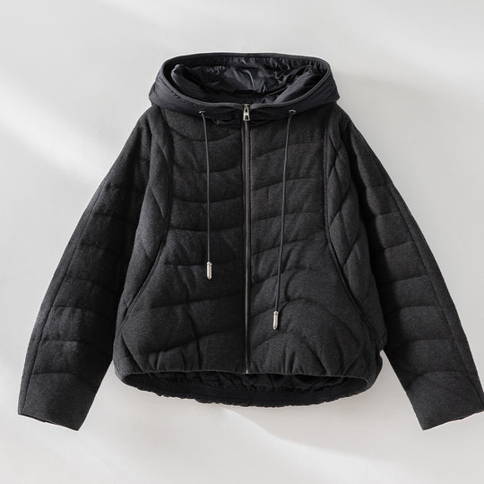 Damen gesteppte Kapuzen-Winterjacke mit tailliertem Gummizug Nord Taschen