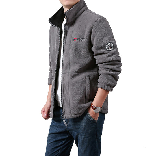 Herren Wärmende Fleecejacke mit Stehkragen, durchgehendem Reißverschluss & Eingrifftaschen Nord Taschen