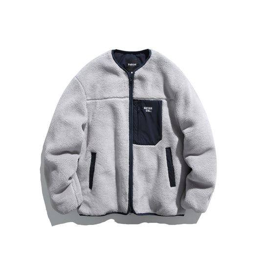 Unisex Kurz geschnittene Teddy‑Fleecejacke mit Nylon‑Brusttasche und durchgehendem Reißverschluss Nord Taschen