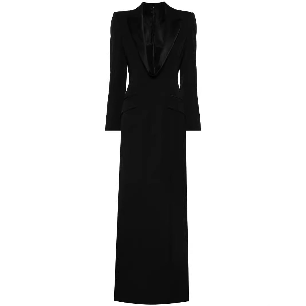 Damen Tailliertes Abend-Maxikleid im Smoking-Blazer-Stil Nord Taschen