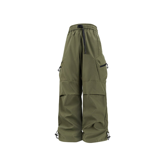 Damen Weite Utility-Cargo-Hose mit Tunnelzugbund, Reißverschluss-Taschen und verstellbaren Beinabschlüssen Nord Taschen