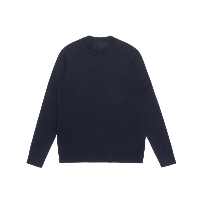 Herren Feiner Merino‑Mix Rundhals‑Pullover mit schmaler Silhouette und gerippten Abschlüssen Nord Taschen