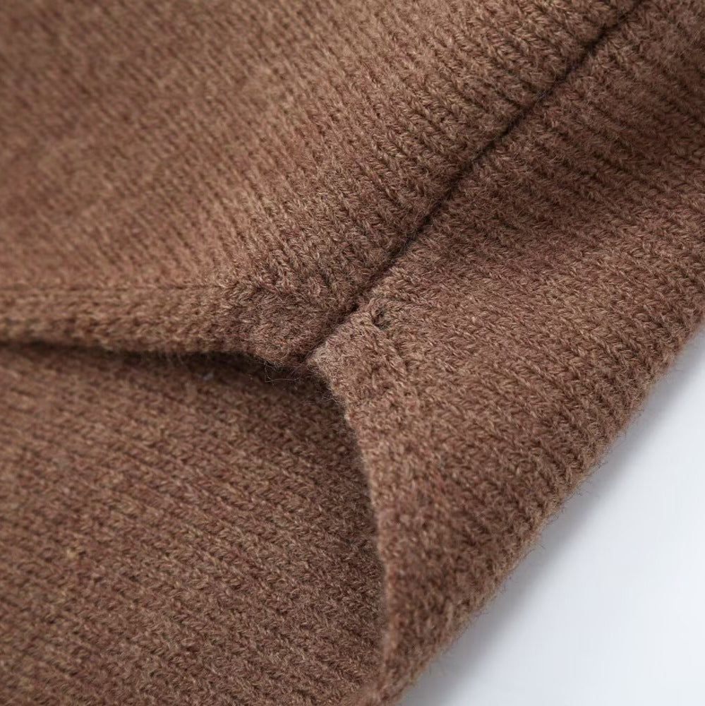 Damen Zweiteiliges Strick-Set mit Oversize-Pullover, Lochmuster-Miniüberrock und weiter Palazzohose Nord Taschen