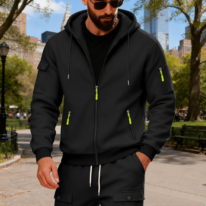 Herren Sportliche Zip-Hoodie mit Innovativen Reißverschlusstaschen