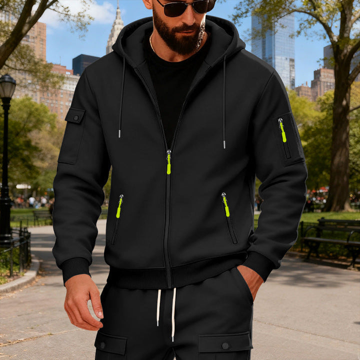 Herren Sportliche Zip-Hoodie mit Innovativen Reißverschlusstaschen