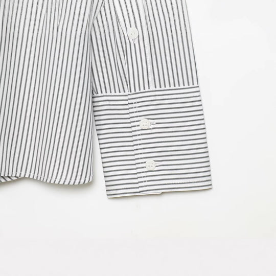 Damen Oversize-Hemdbluse mit Schluppe und Nadelstreifen Nord Taschen