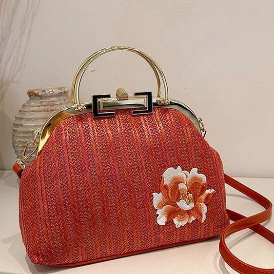 Damen modische Handtasche mit floralem Stickdesign Nord Taschen