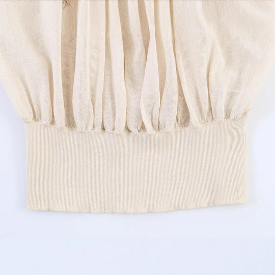 Damen Plissierter Feinstrick-Pullover mit Stehkragen und Ballonärmeln Nord Taschen