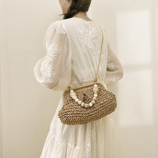 Damen Handtasche mit elegantem Perlentragegriff Nord Taschen