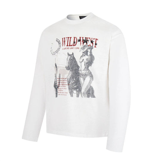 Damen Longsleeve-Shirt mit Vintage-Wildwest-Print und Rundhalsausschnitt Nord Taschen