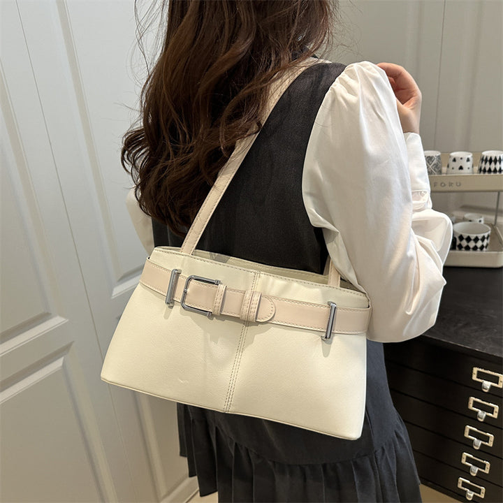 Damen elegante Schultertasche mit modernem Gurtverschluss Nord Taschen
